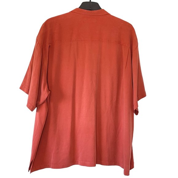 Tommy Bahama Silk Camp Shirt Men's Terra Cotta Color - Picture 3 of 6